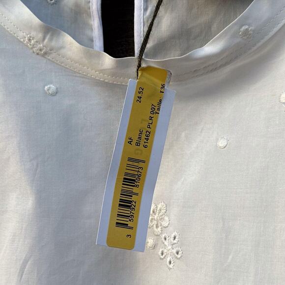 Longchamp Eyelet Blouse Peplum Top in White - Picture 6 of 8